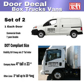 Custom Box Semi Truck Door Vinyl Decals - Company Name & DOT Lettering Stickers for Large Fleet Trucks Van Wagon (Set of 2) Reflective Material Work Vehicle - Brands Distributor